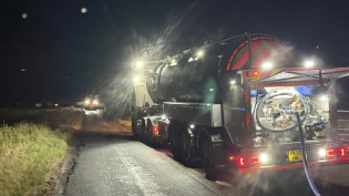 Tanker at night